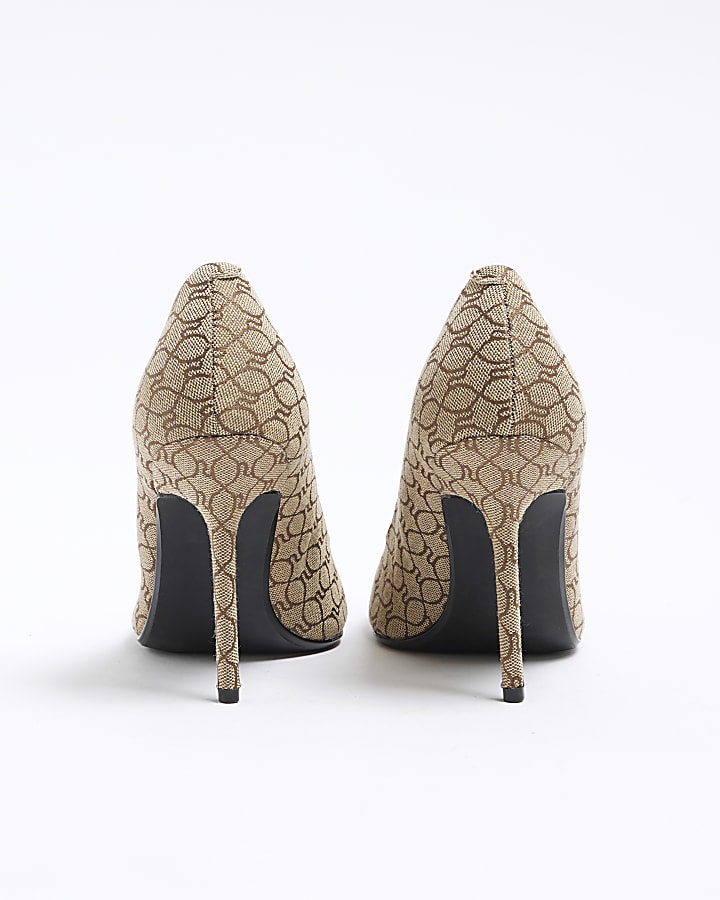 Beige Monogram Court Shoes