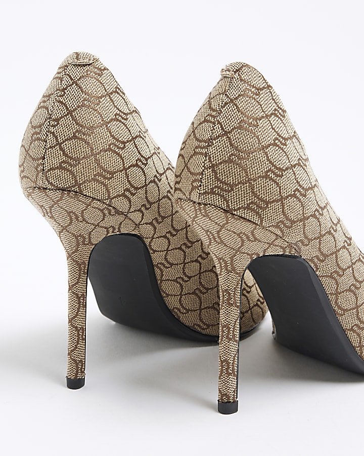 Beige Monogram Court Shoes