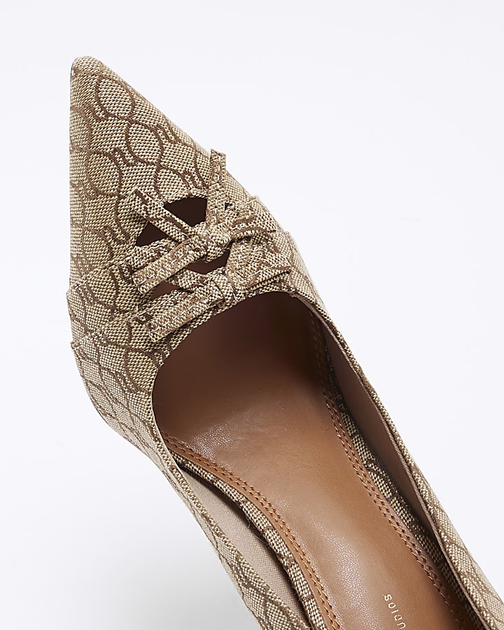 Beige Monogram Court Shoes