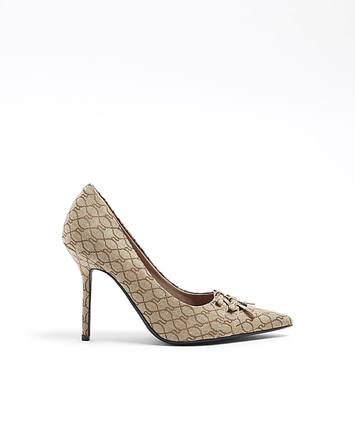 Beige Monogram Court Shoes