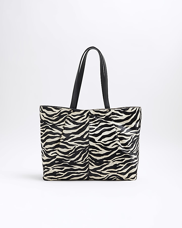 Black Zebra Leather Shoulder Bag