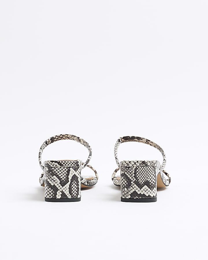 Beige leather kitten heel mule sandals
