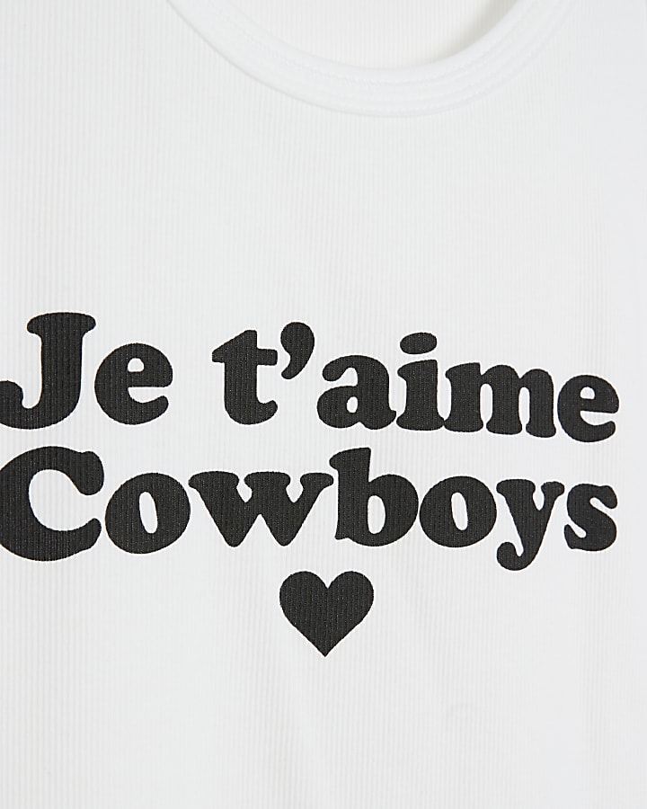 White Je T'aime Cowboys Vest Top