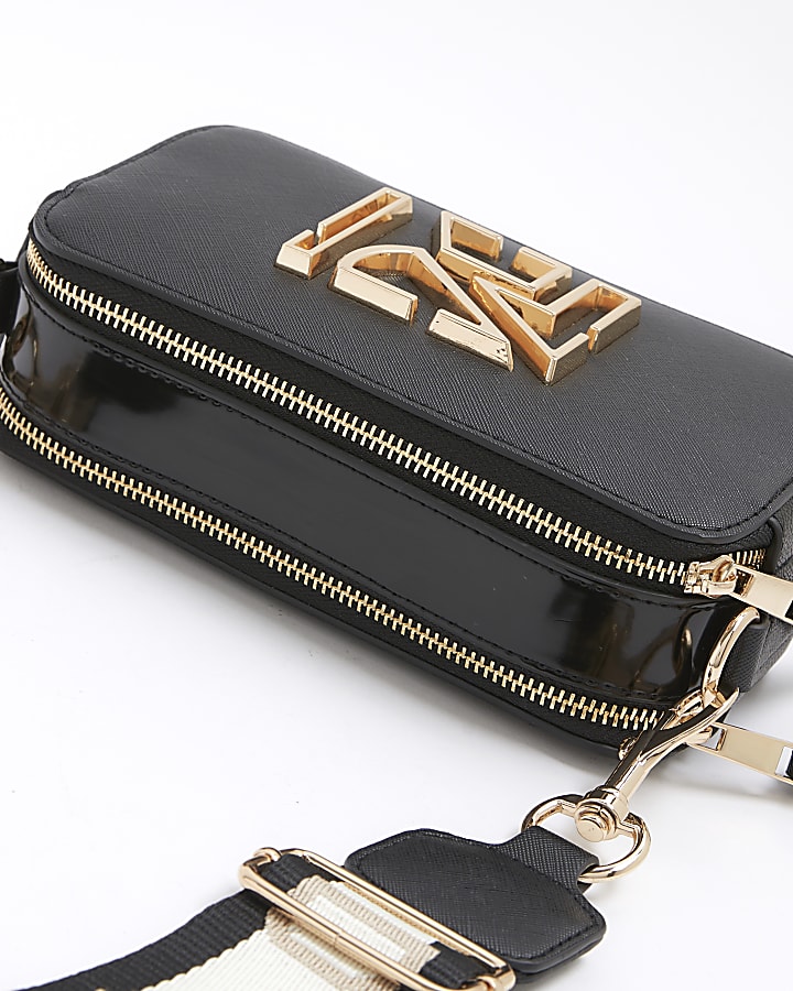 Black camera cross body bag