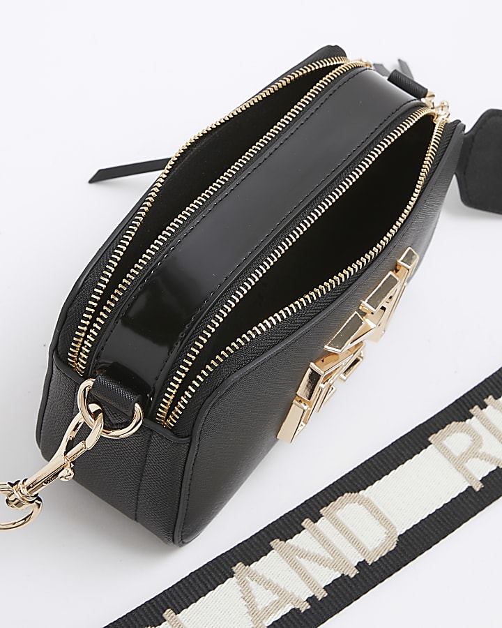 Black camera cross body bag