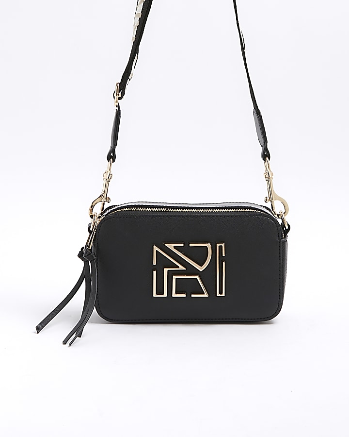 Black camera cross body bag