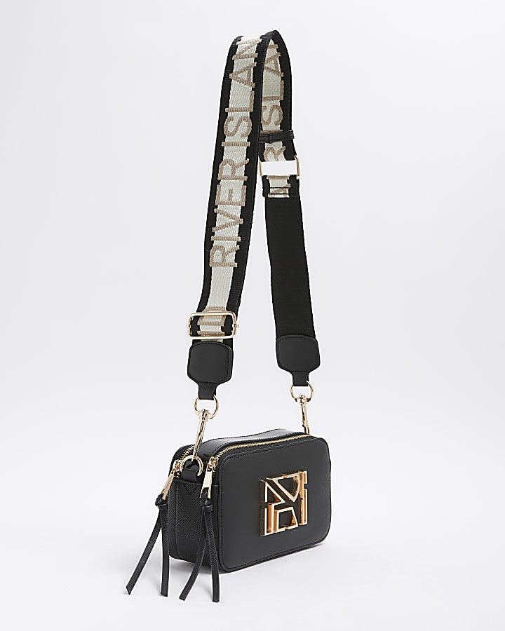 Black camera cross body bag