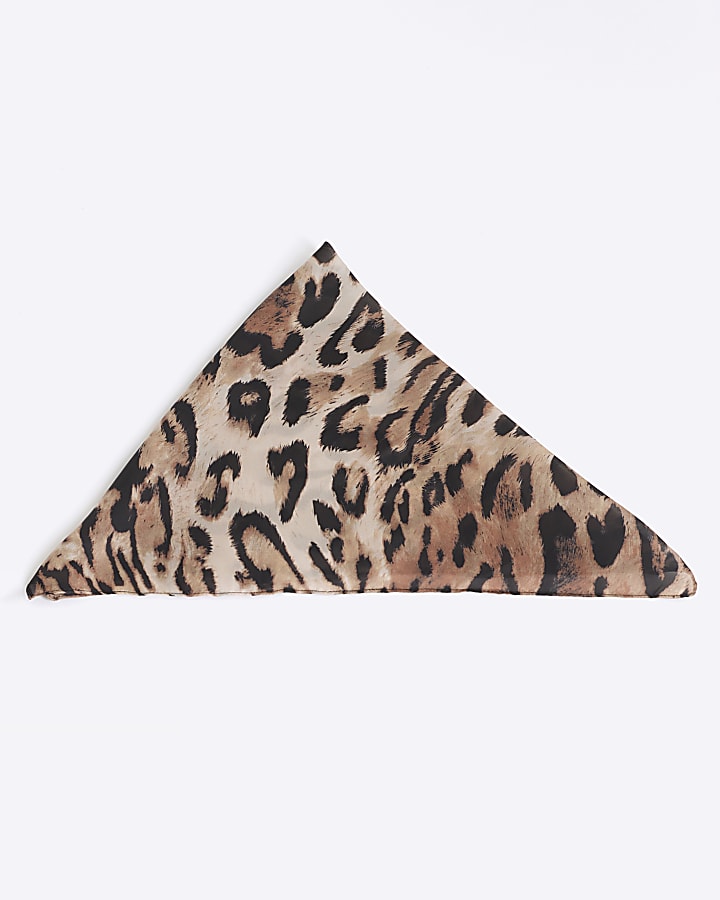 Black Leopard Print Satin Scarf