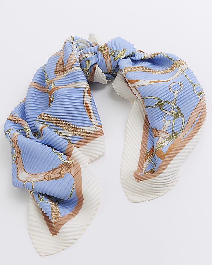 Blue Chain Plisse Scarf