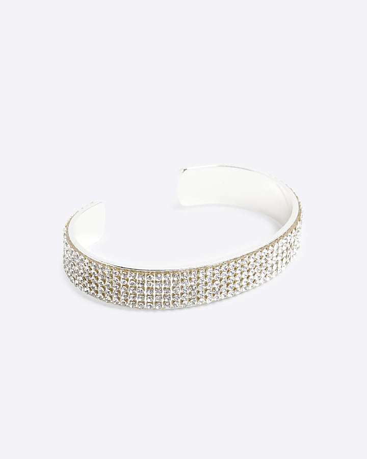 Silver Crystal Cuff Bracelet