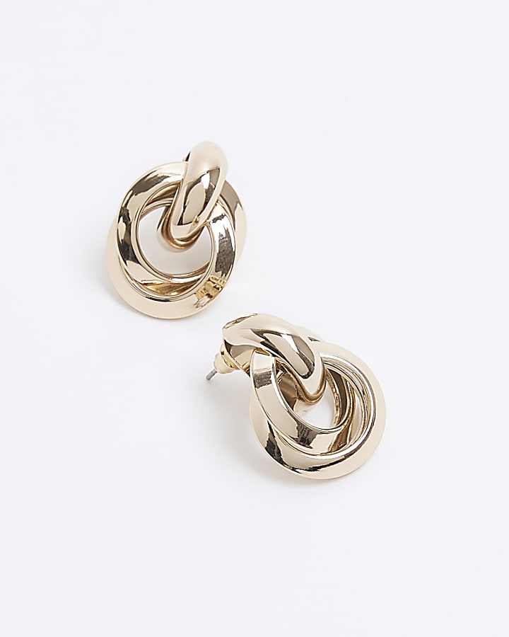 Gold knot stud earrings