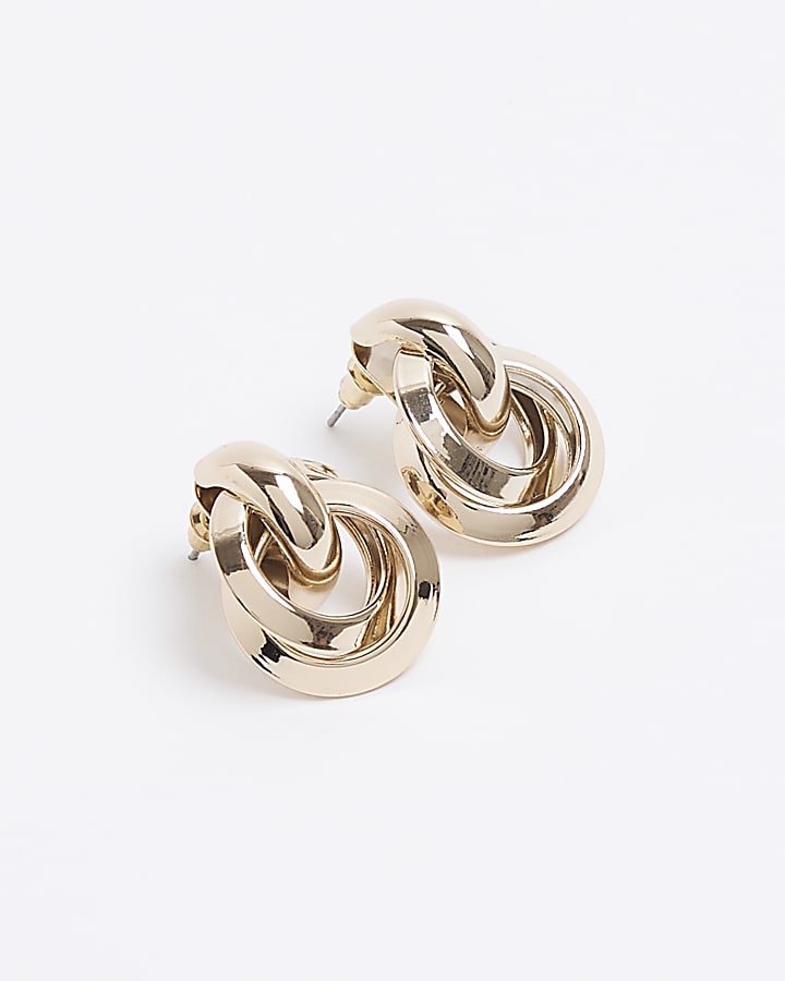 Gold knot stud earrings