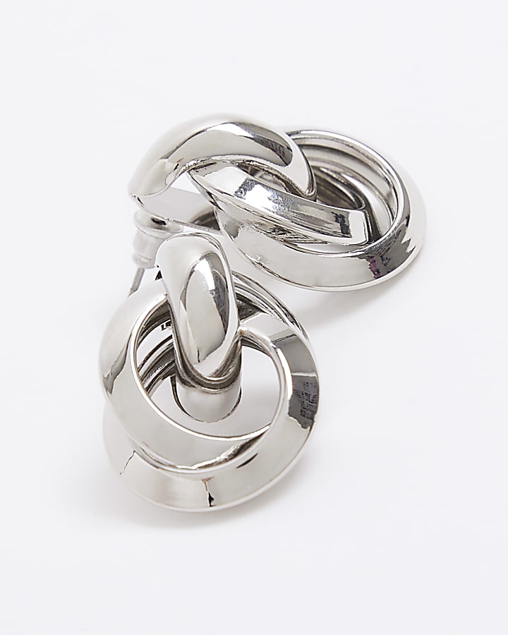 Silver knot stud earrings