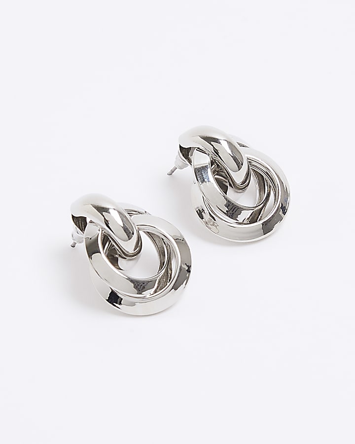 Silver knot stud earrings