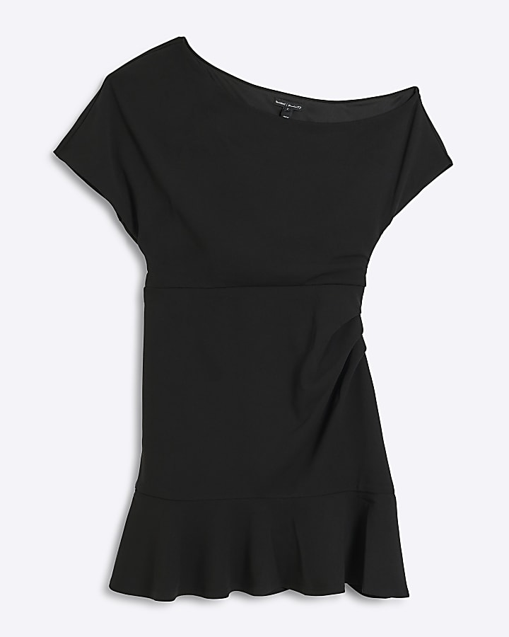 Black Off Shoulder Swing Mini Dress