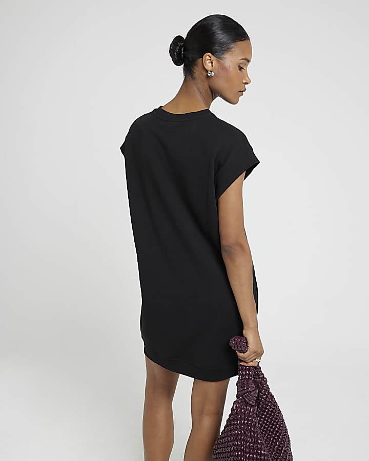 Black sleeveless sweatshirt mini dress