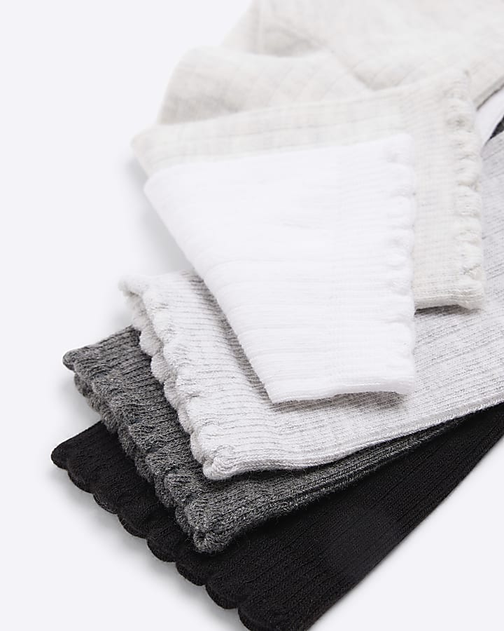 Grey 5 pack Basic Ribbed Socks