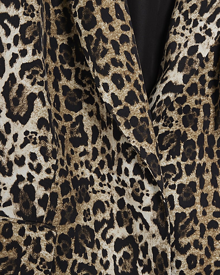 Plus brown leopard print blazer