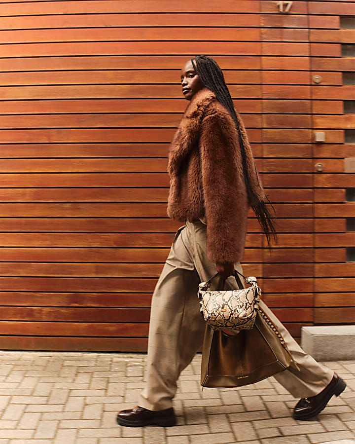 Brown Belted Wide Leg Trousers