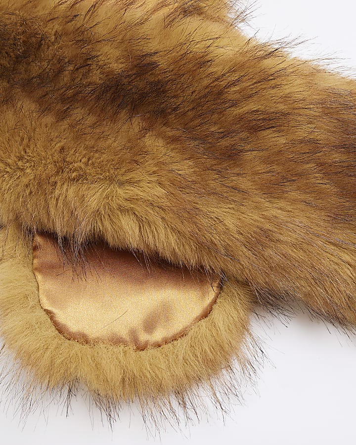 Brown Faux Fur Collar Scarf