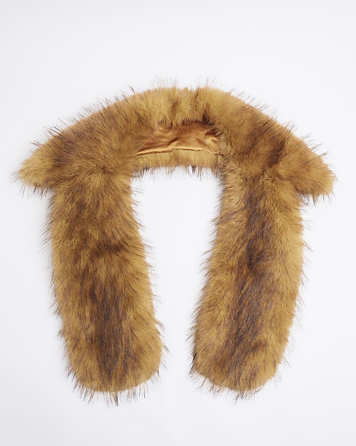 Brown Faux Fur Collar Scarf