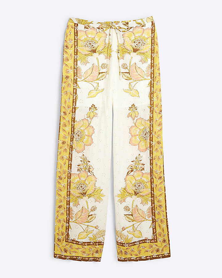 Yellow Printed Broderie Trouser