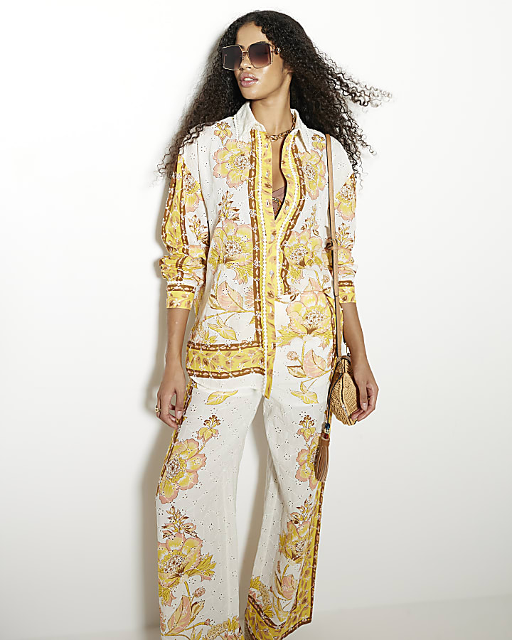 Yellow Broderie Floral Shirt