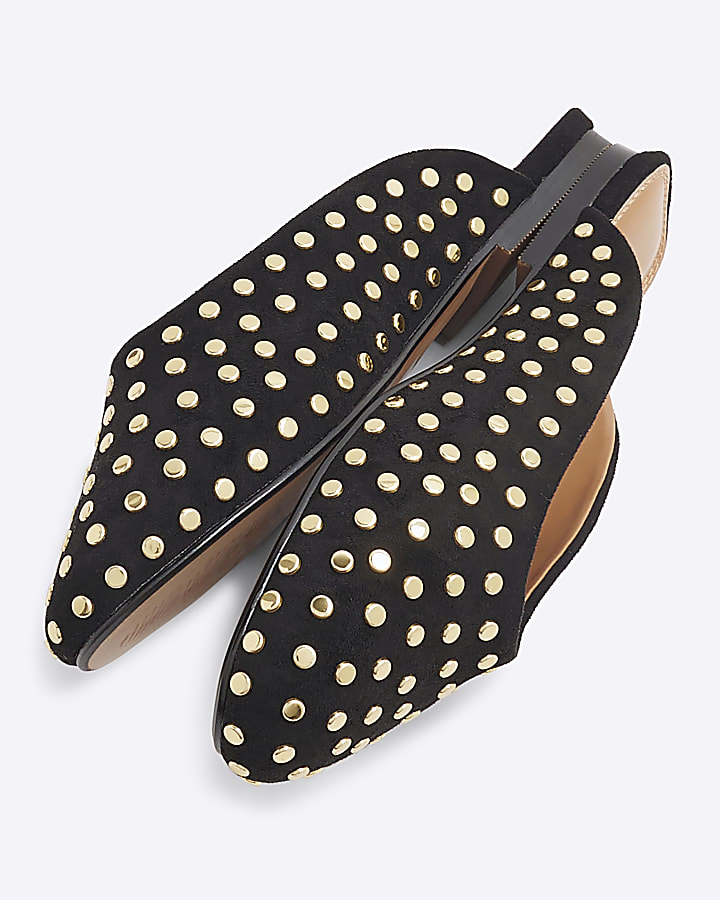 Black Studded Mules