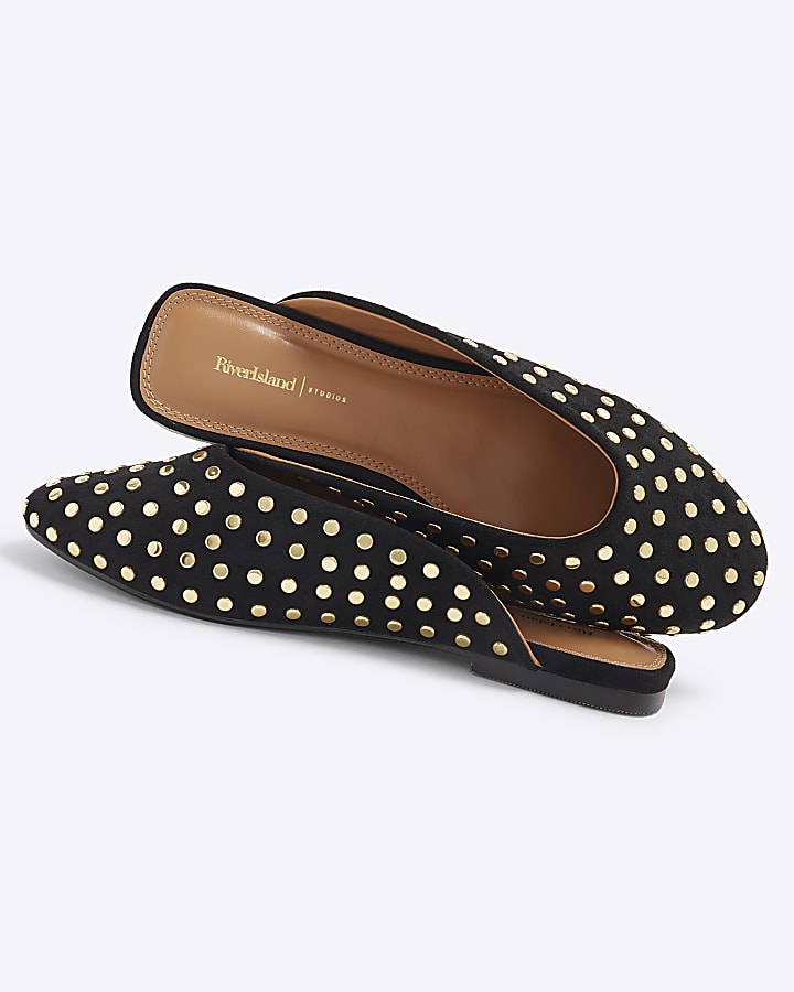 Black Studded Mules