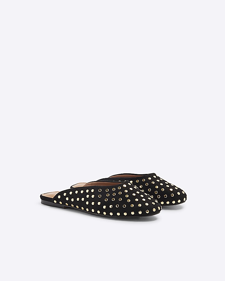 Black Studded Mules