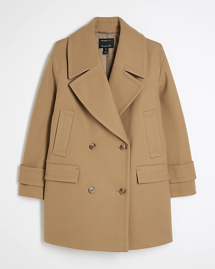 Camel Double Breasted Coat