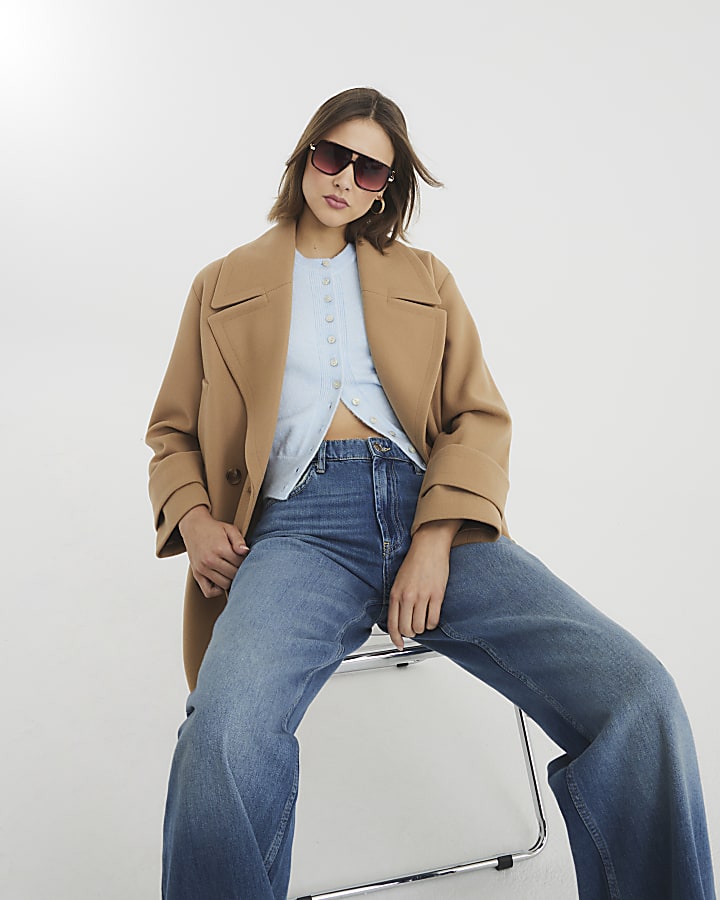 Camel Double Breasted Peacoat
