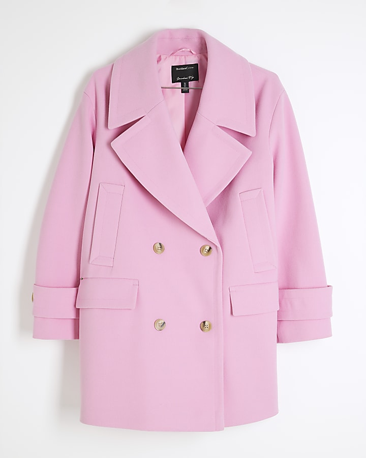 Pink Double Breasted Pea Coat