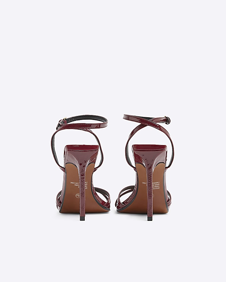 Red Cross Strapped Heeled Sandals