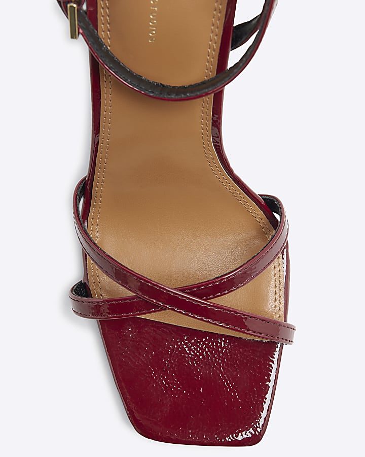 Red Cross Strapped Heeled Sandals