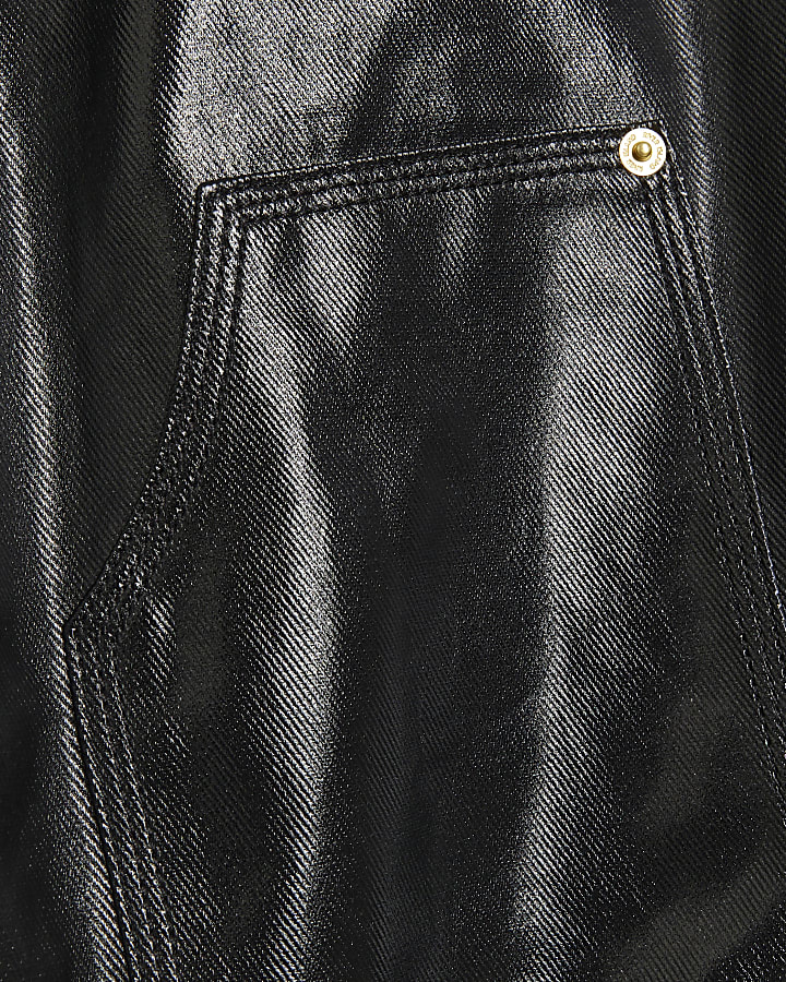 Black Relaxed Straight Coated Jeans