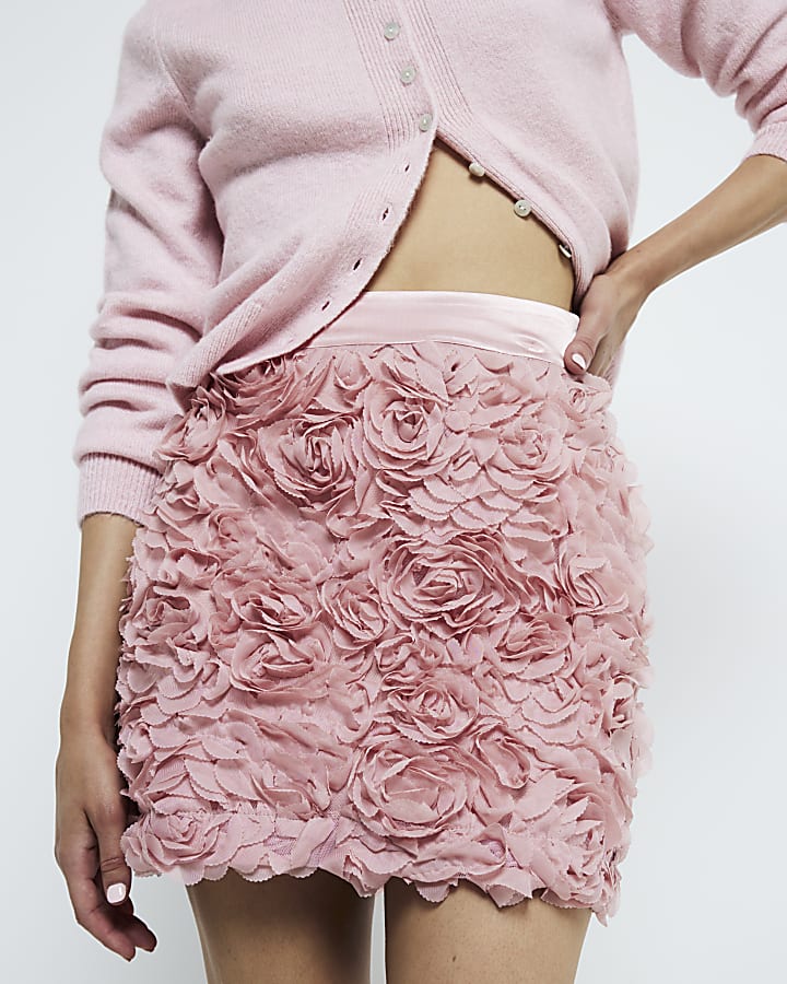 Pink Floral Mini Skirt