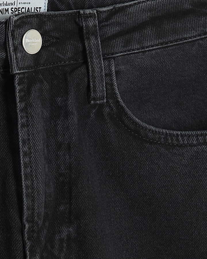 Black Denim Relaxed Straight Ombre Jeans