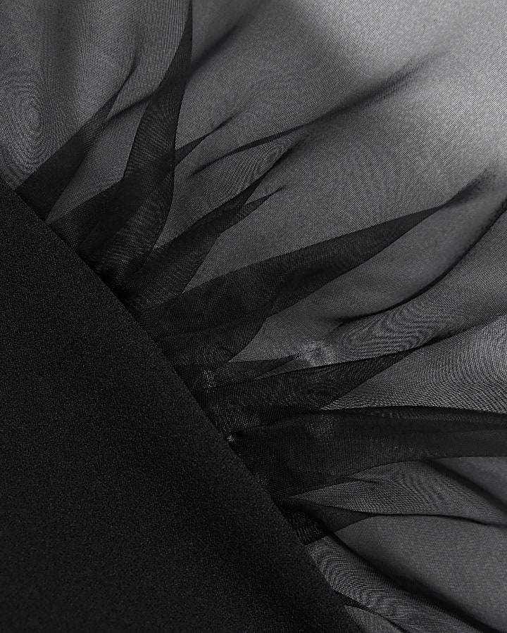 Black Organza Long Sleeve Top