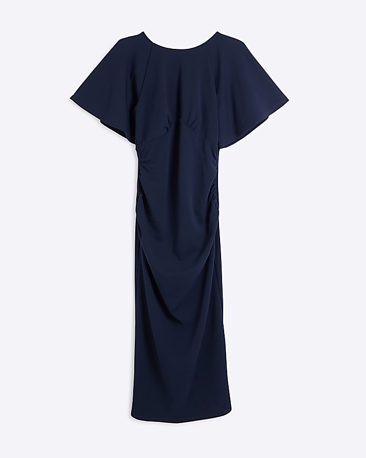 Navy Cape Sleeve Midi dress