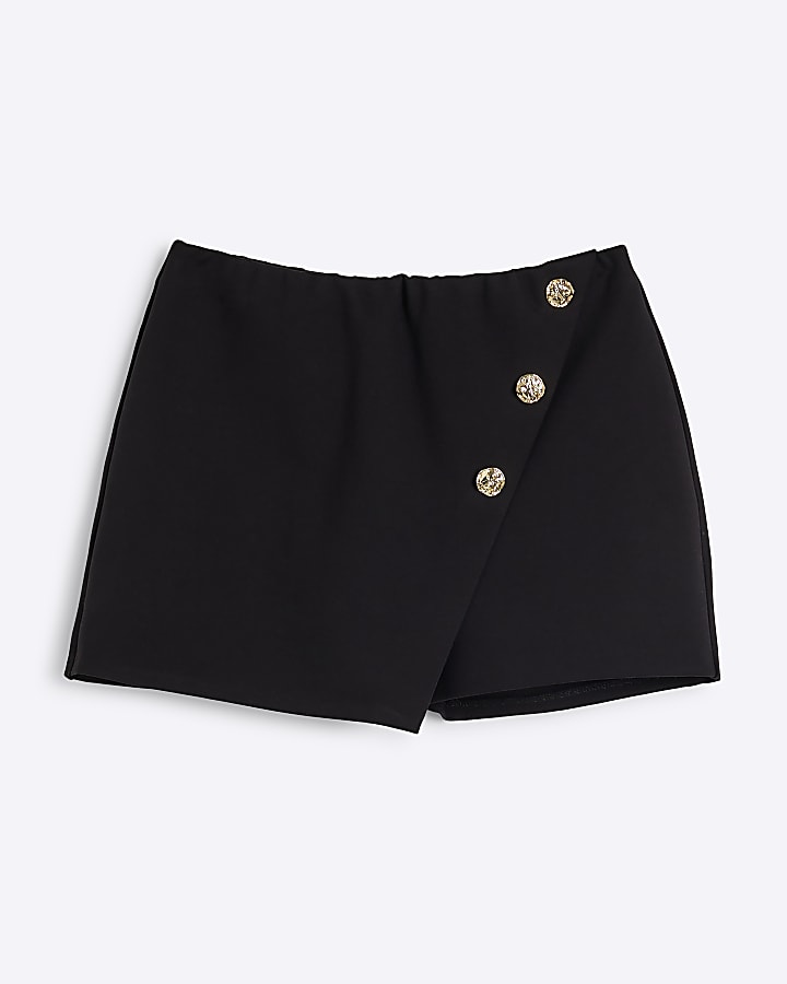 Black Asymmetric Mini Skort