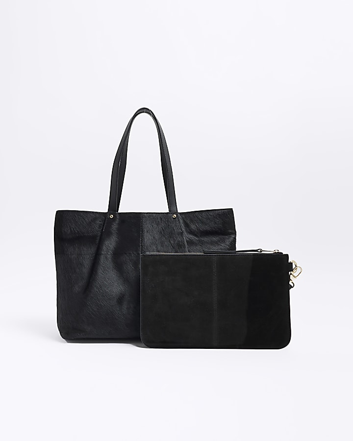 Black Leather Shopper Bag Bundle