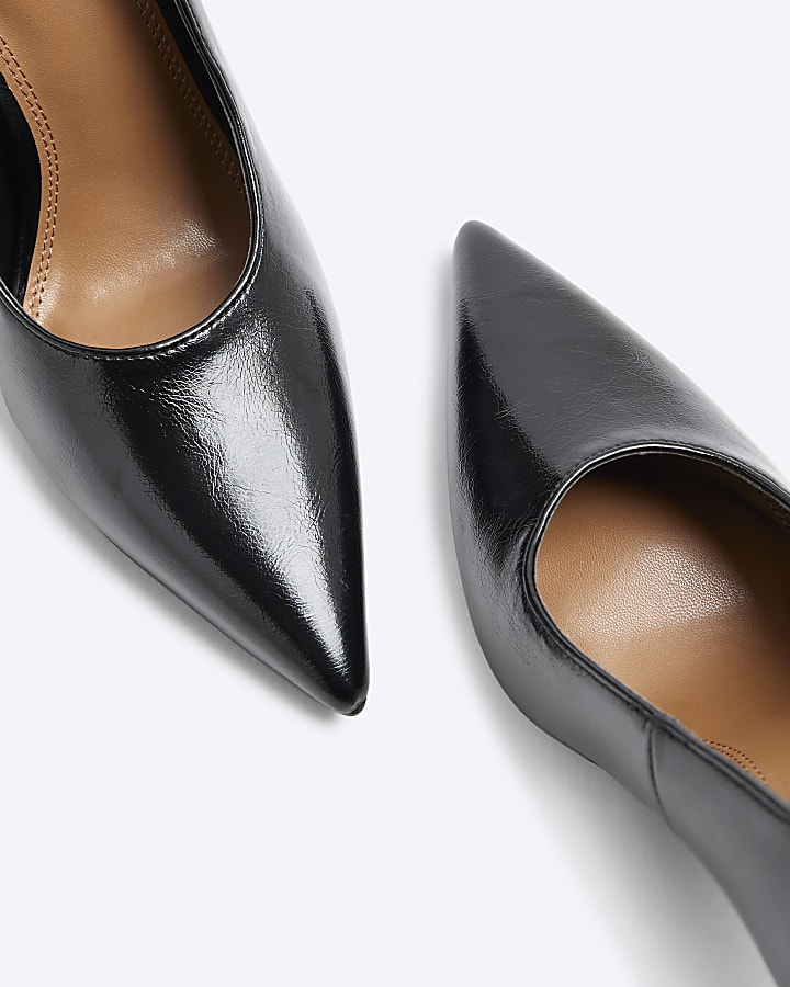 Black Heeled Pointed Court Shoes