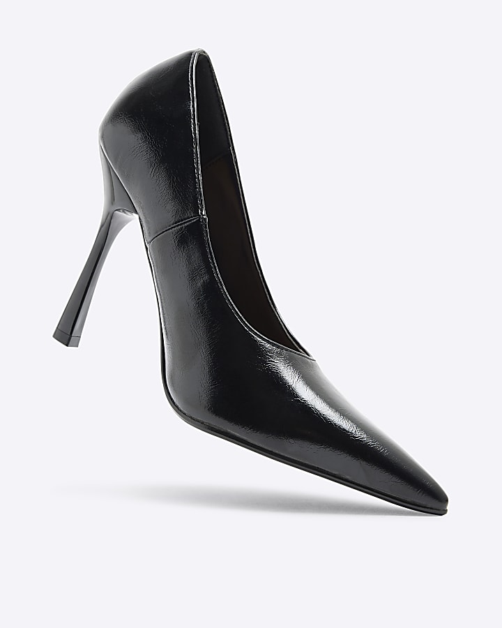 Black Heeled Pointed Court Shoes