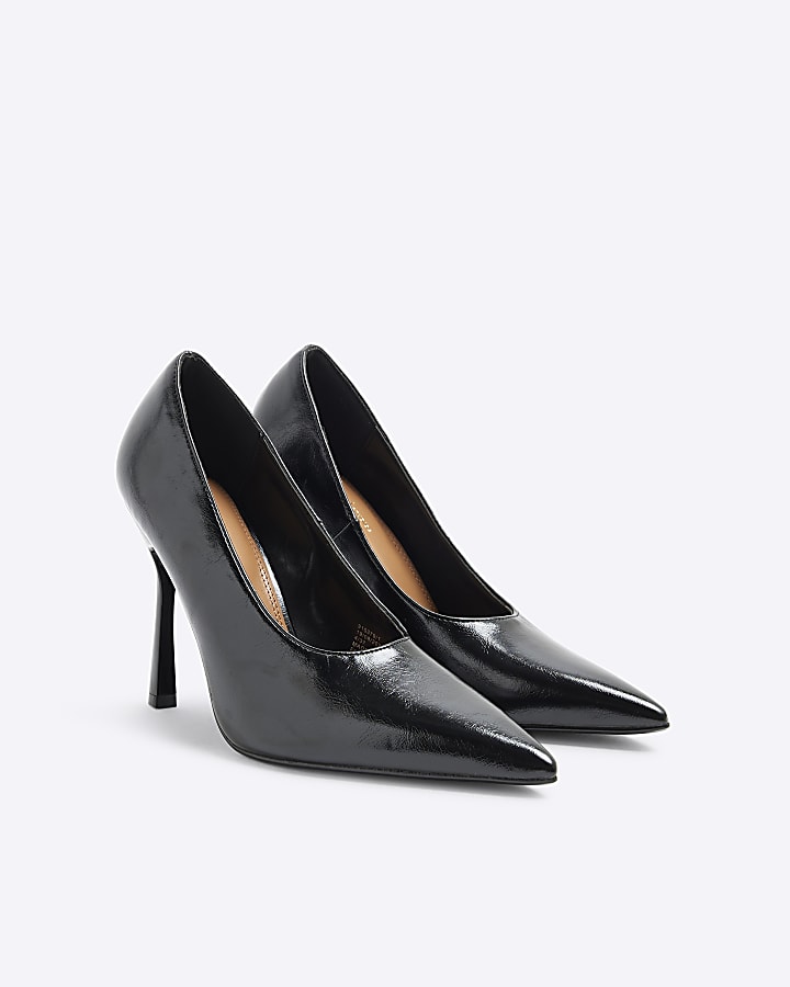 Black Heeled Pointed Court Shoes