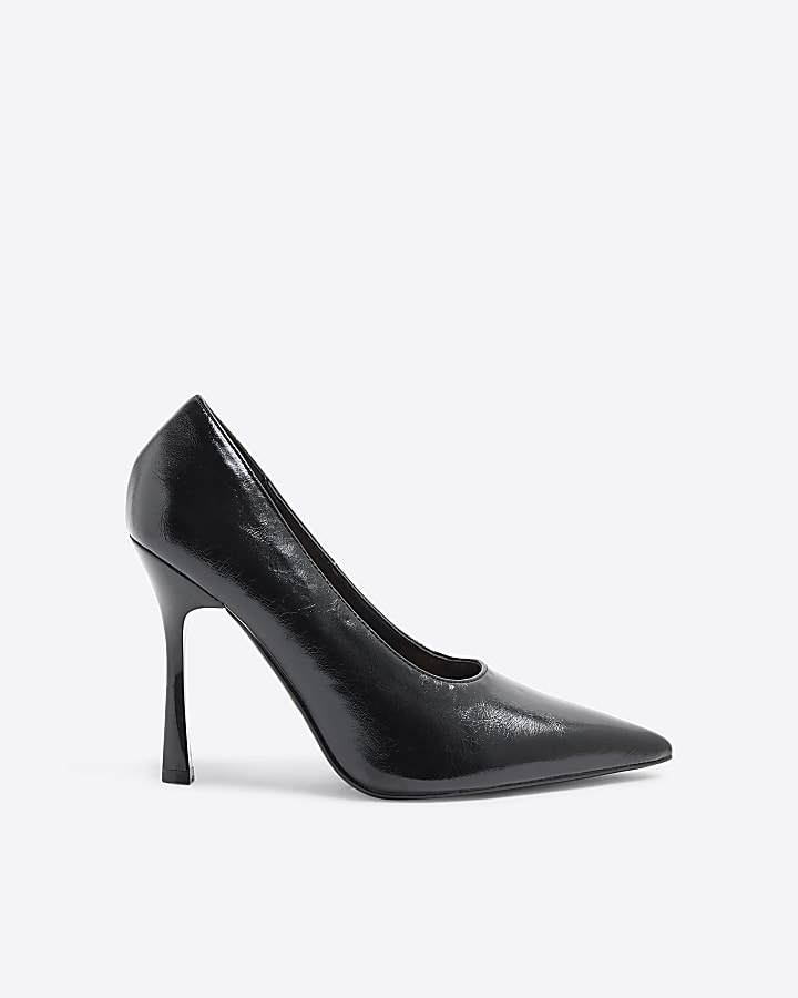 Black Heeled Pointed Court Shoes