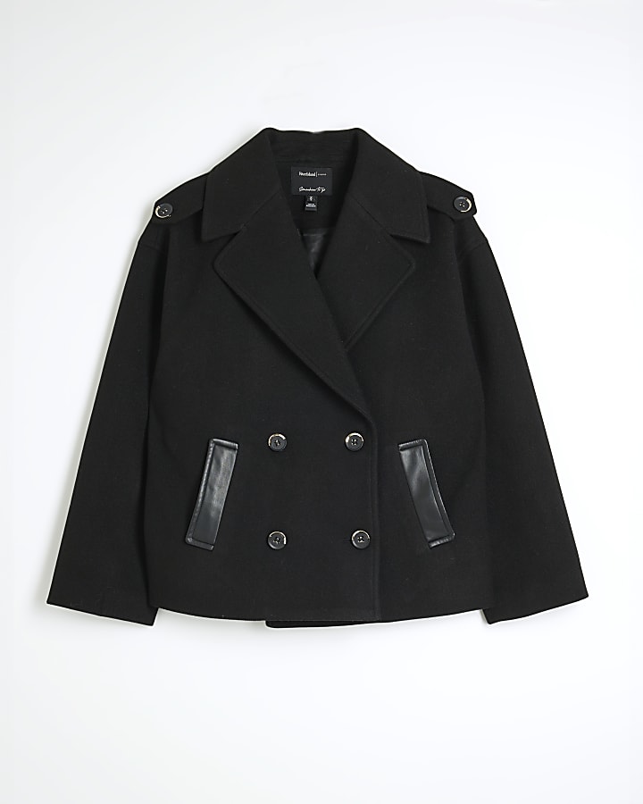 Black Short Bomber Back Peacoat