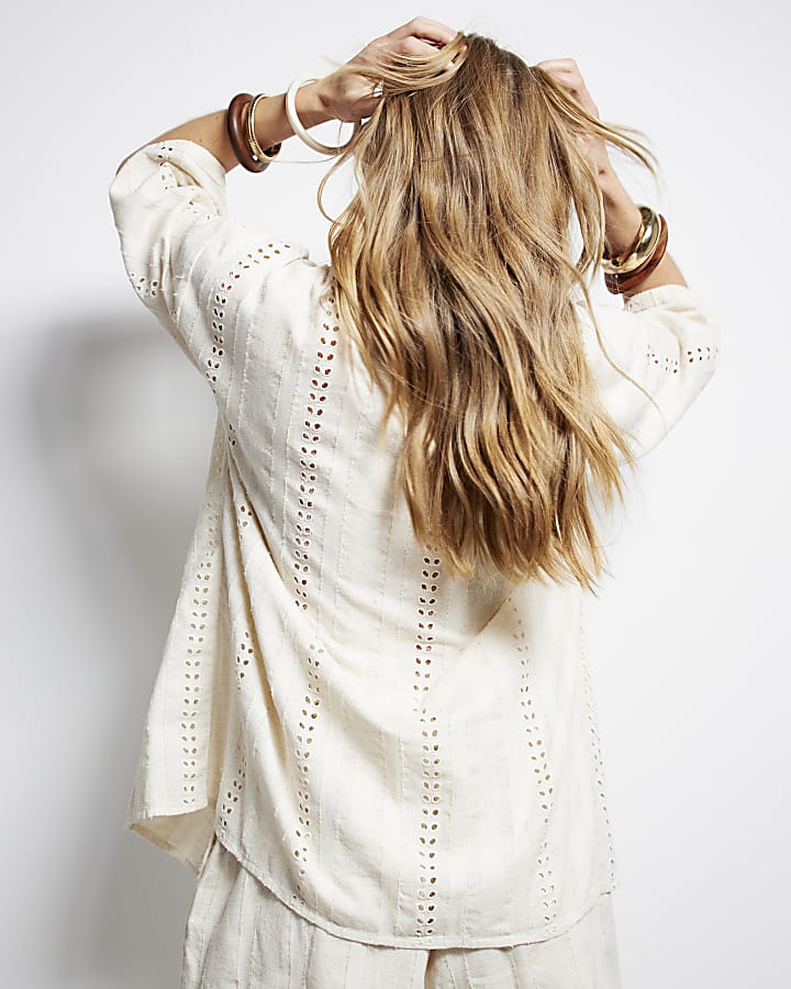 Cream Long Sleeved Textured Shirt