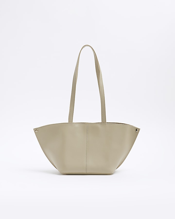 Cream Leather Small Wing Tote Bag