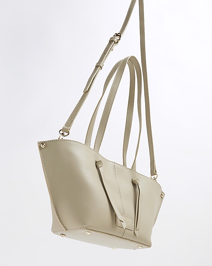 Cream Leather Small Wing Tote Bag